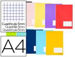 Libreta escolar Liderpapel A4 80h 60g/m² c/5mm. colores surtidos